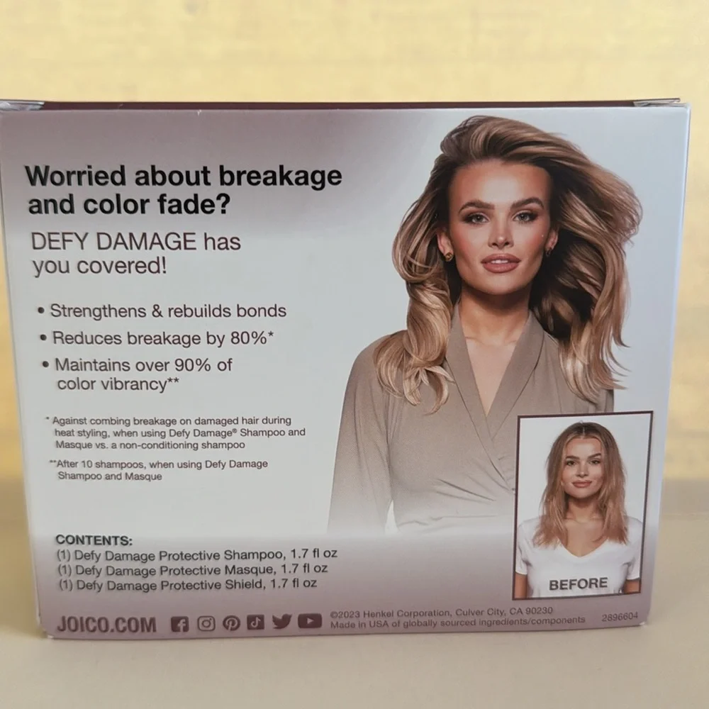 JOICO 3p Defy Damage Bond-Building Power Trio Shampoo Mask Shield NIB $25